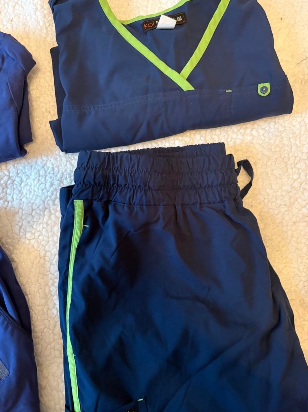 Koi Navy Jogger Pants with Lime Contrast Trim